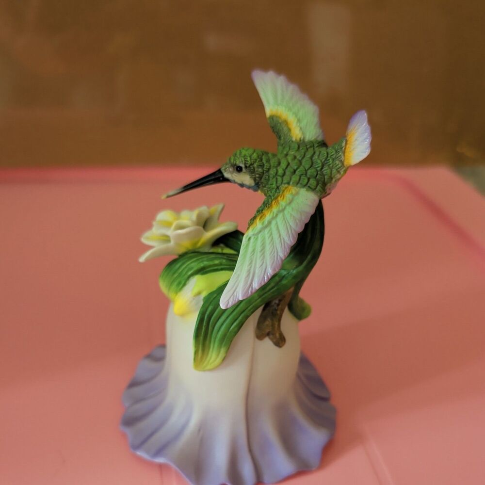 Vintage 2000 Avon Porcelain Hummingbird and Flower Bell Fine Collectible